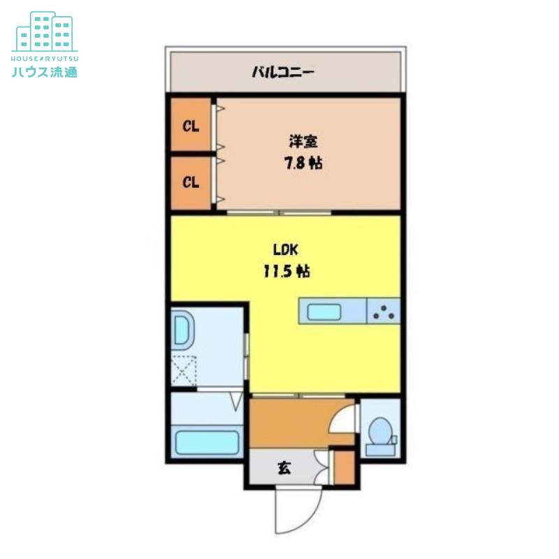 エスポワール長野(1LDK/9階)の間取り写真