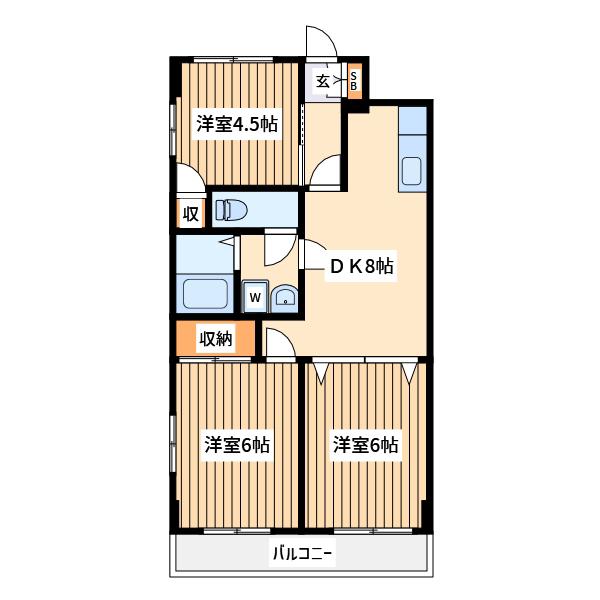 パレエスト城山(3DK/5階)の間取り写真