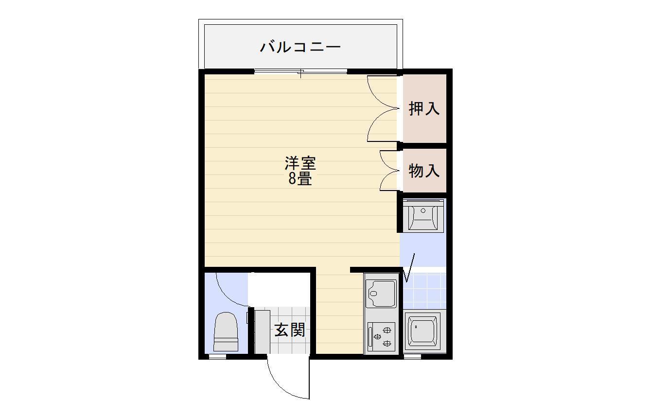 ハイツユミI・II(1K/2階)の間取り写真