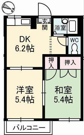 センターストリームB(2DK/2階)の間取り写真