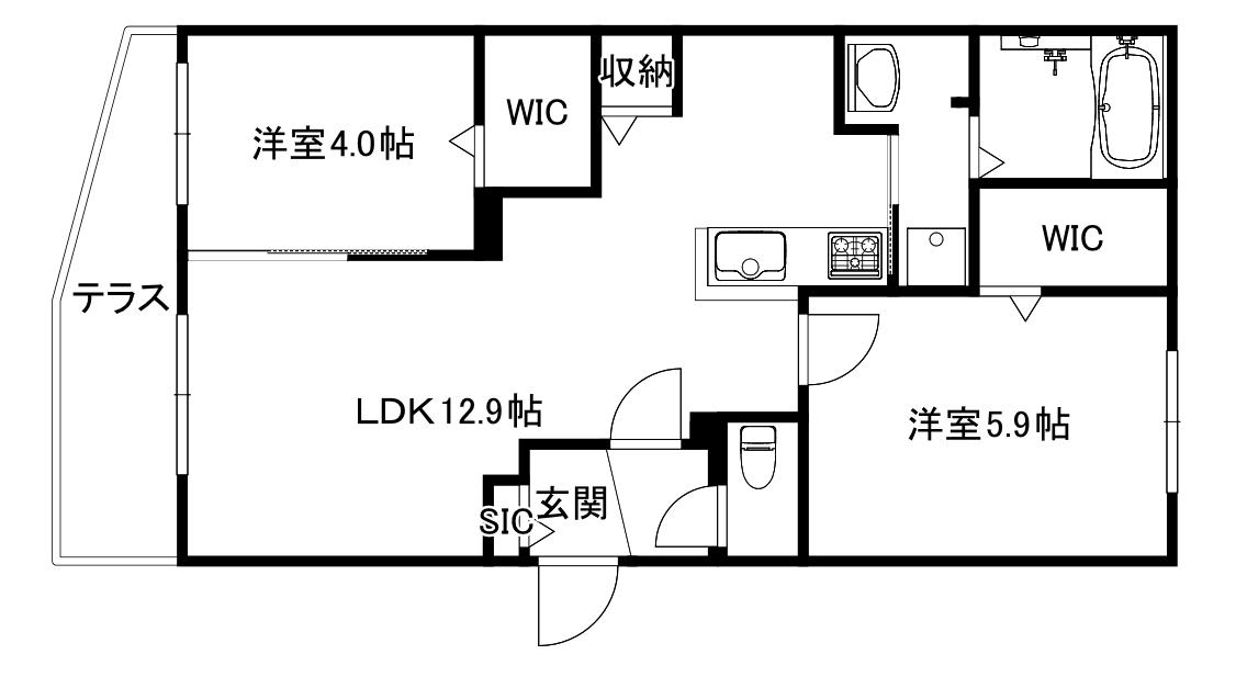 ブランシャール菊水5-3(2LDK/1階)の間取り写真