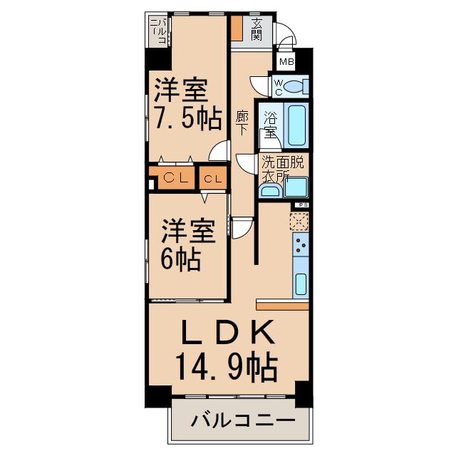 PASSAGGIO(2LDK/3階)の間取り写真