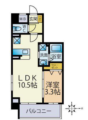 ウッドハーツ(1LDK/5階)の間取り写真