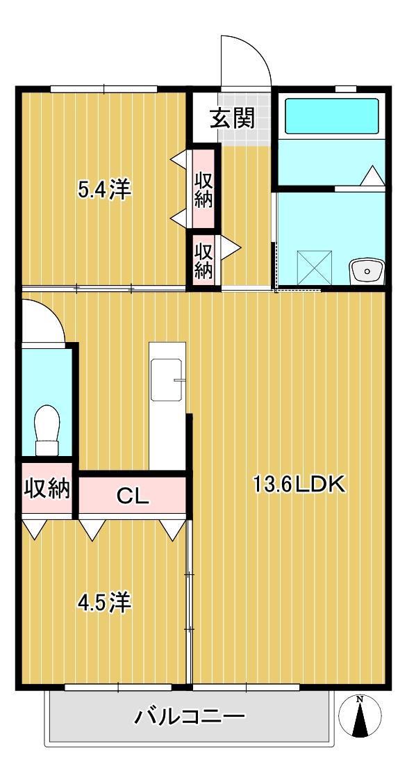 ボナールメゾン風(2LDK/2階)の間取り写真
