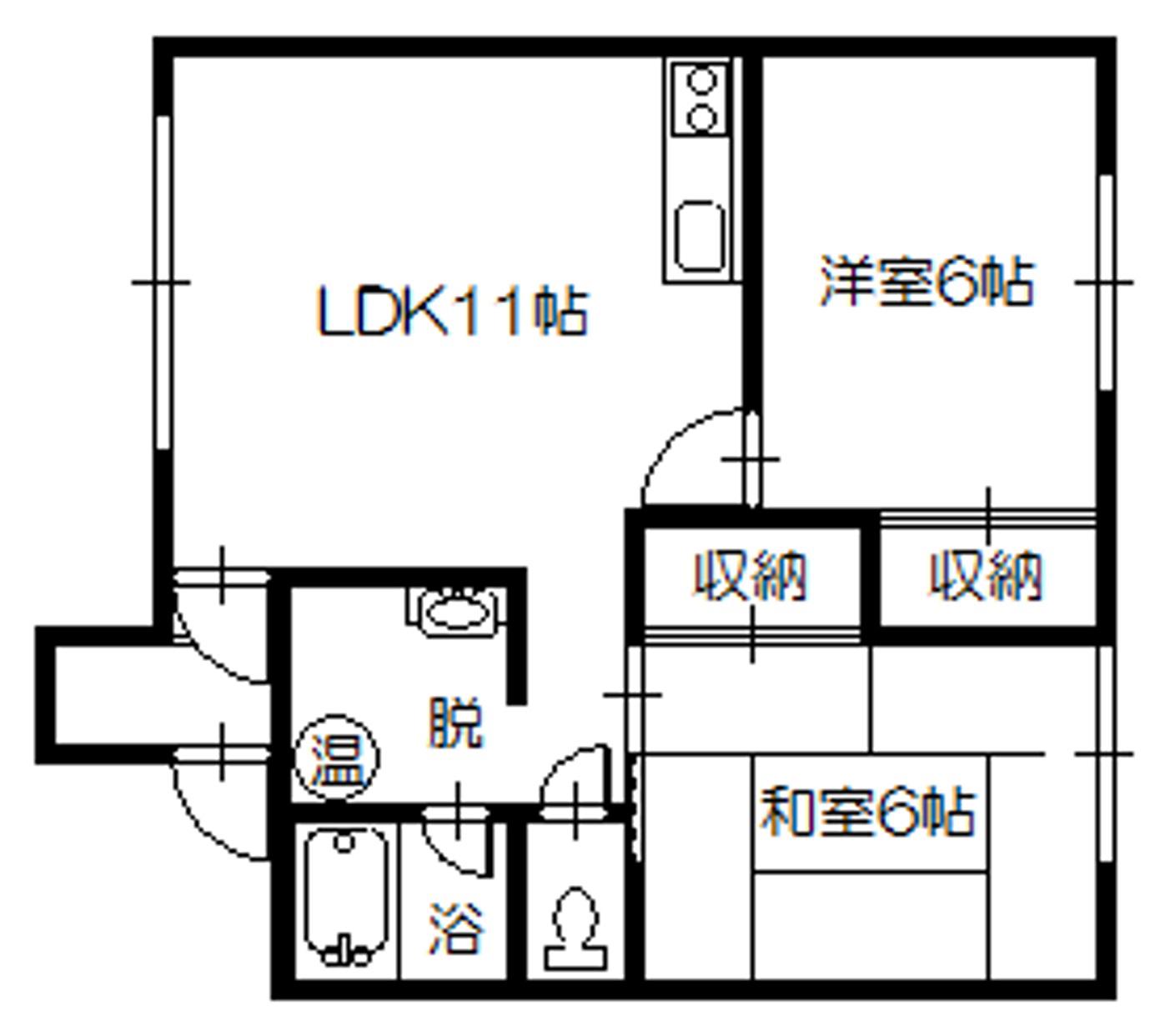 グランドールA(2LDK/1階)の間取り写真