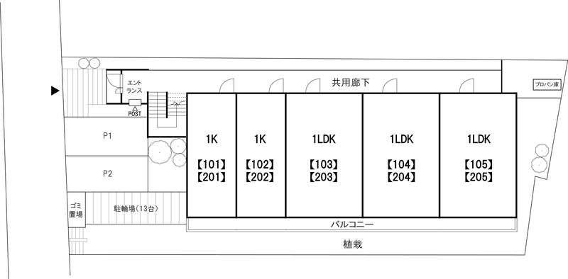 リブリ リオ フラガンシア(1LDK/2階)の間取り写真