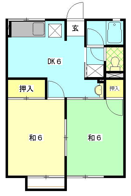 MKハイツ(2DK/2階)の間取り写真