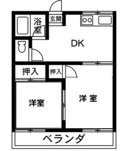 コーポラス城南(2DK/2階)の間取り写真