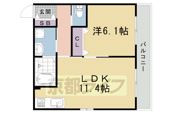 グレース大原(1LDK/1階)の間取り写真