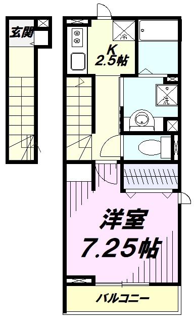 セジュール新秋津(1K/2階)の間取り写真