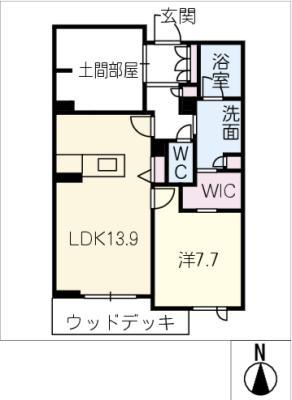 リーベン メーア(1LDK/1階)の間取り写真