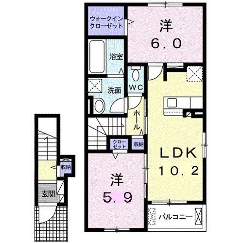 ＪＲ宇都宮線 栗橋駅 徒歩28分 2階建 築6年(2LDK/2階)の間取り写真