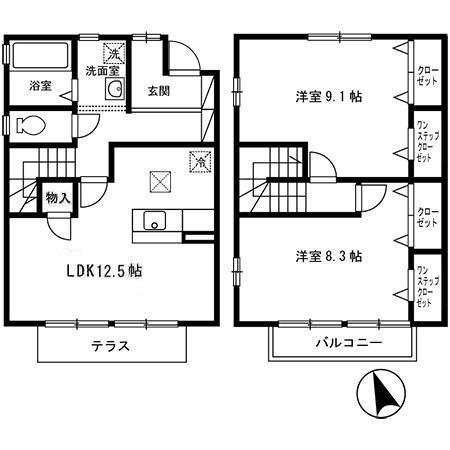 ワイズ エスポワール A(2LDK/1階)の間取り写真
