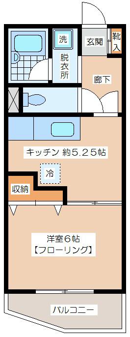 AIXーAN(1DK/2階)の間取り写真