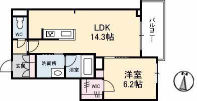エスポアヒルズ(1LDK/2階)の間取り写真
