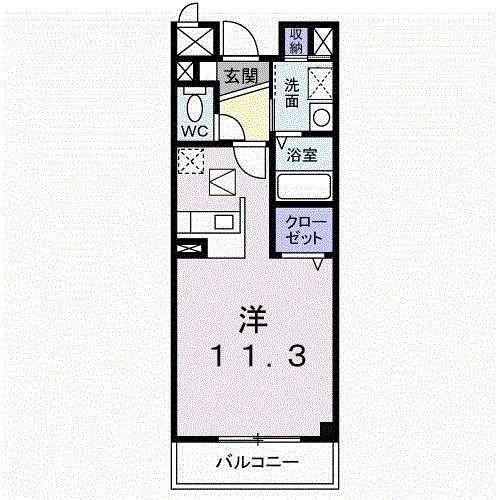 ジュネス絹の台(ワンルーム/1階)の間取り写真