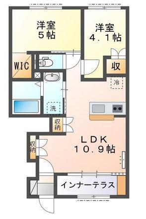 ティエドール(2LDK/1階)の間取り写真