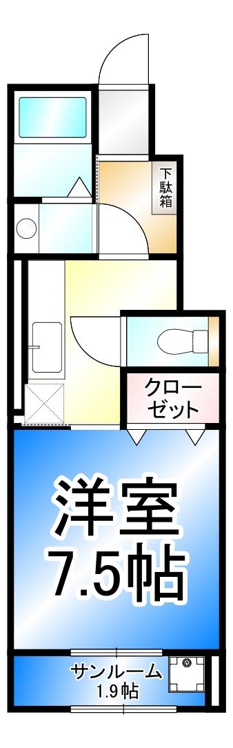 ジュラフB(1K/1階)の間取り写真
