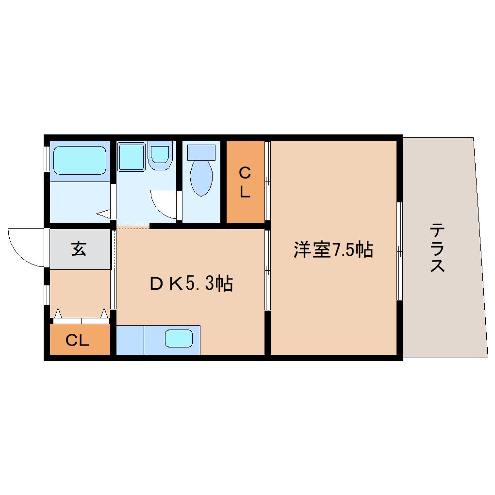大門ハイツ(1DK/1階)の間取り写真