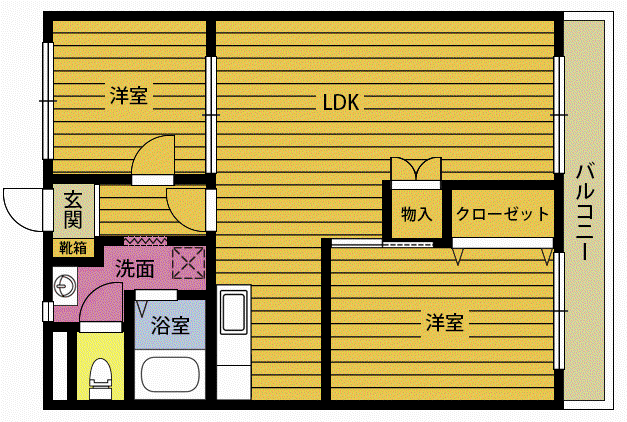 アリュールプログレ(2LDK/2階)の間取り写真