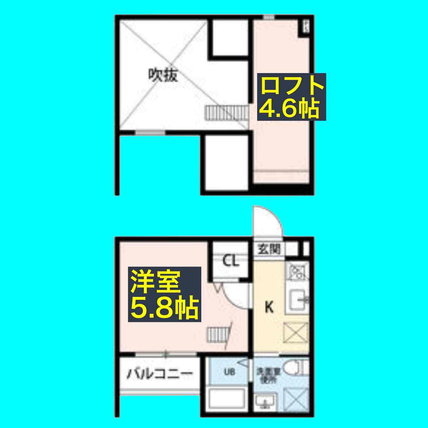 AUBE 鈍池町(1K/2階)の間取り写真