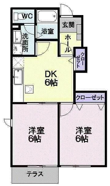 セレーノMS&YC(2DK/1階)の間取り写真