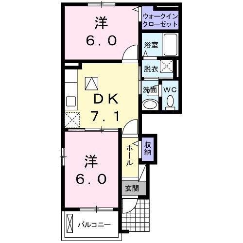サンライズV(2DK/1階)の間取り写真
