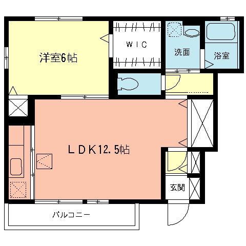 ヴィラプレザントI(1LDK/1階)の間取り写真