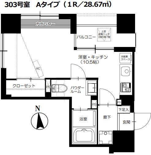 ラ ヴィエルジュ白金(ワンルーム/3階)の間取り写真