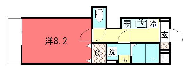 グランデコート御薗橋(1K/2階)の間取り写真