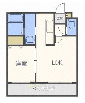 グランドサクセス東札幌(1LDK/2階)の間取り写真