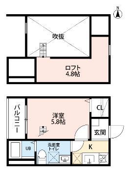 LIANGE 栄生 (1K/2階)の間取り写真
