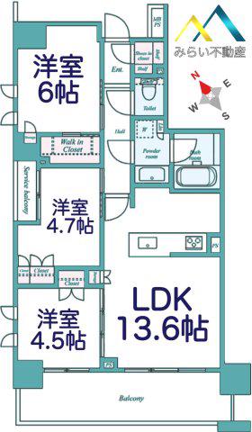 ベルジェンド東神奈川(3LDK/2階)の間取り写真