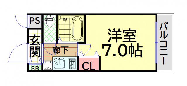 エスリード本町(1K/8階)の間取り写真