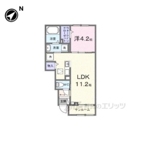 サニーヒル(1LDK/1階)の間取り写真