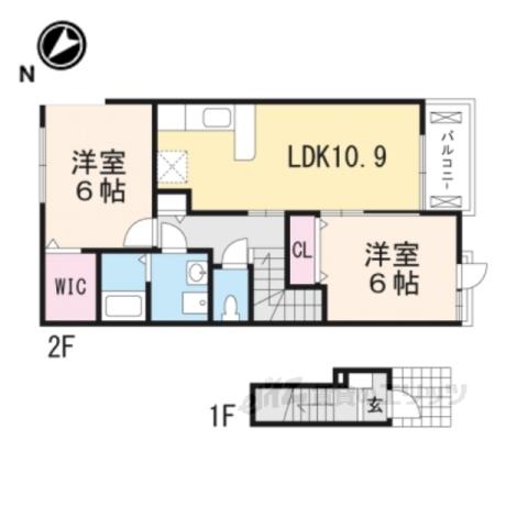 ティプルメリア(2LDK/2階)の間取り写真