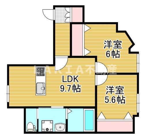 SKハウス(2LDK/3階)の間取り写真