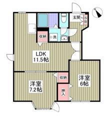 グリーンハイツイマイII(2LDK/1階)の間取り写真