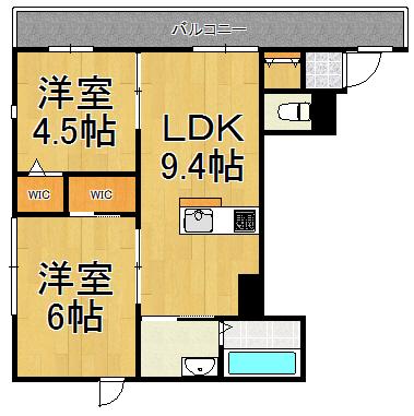 L OISEAU BLEU甲子園(2LDK/3階)の間取り写真