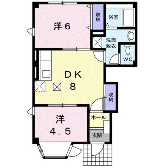 プレミール・メゾン沖代(2DK/1階)の間取り写真