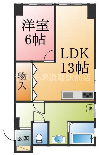 だるまやビル(1LDK/4階)の間取り写真