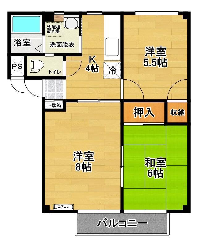 メゾンフレールB(3K/1階)の間取り写真
