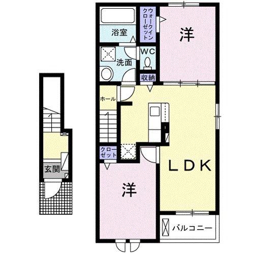ニューライズ メイ(2LDK/2階)の間取り写真