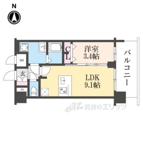 プレリス尼崎レーネヴィア(1LDK/10階)の間取り写真