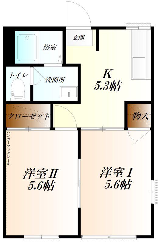 コーポ神田 WIFI対応(2DK/1階)の間取り写真