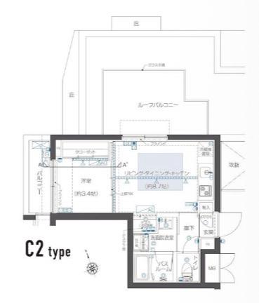 ZOOM早稲(1LDK/4階)の間取り写真