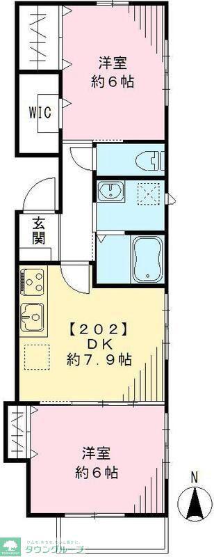 ルーチェ ソラーレ(2DK/2階)の間取り写真