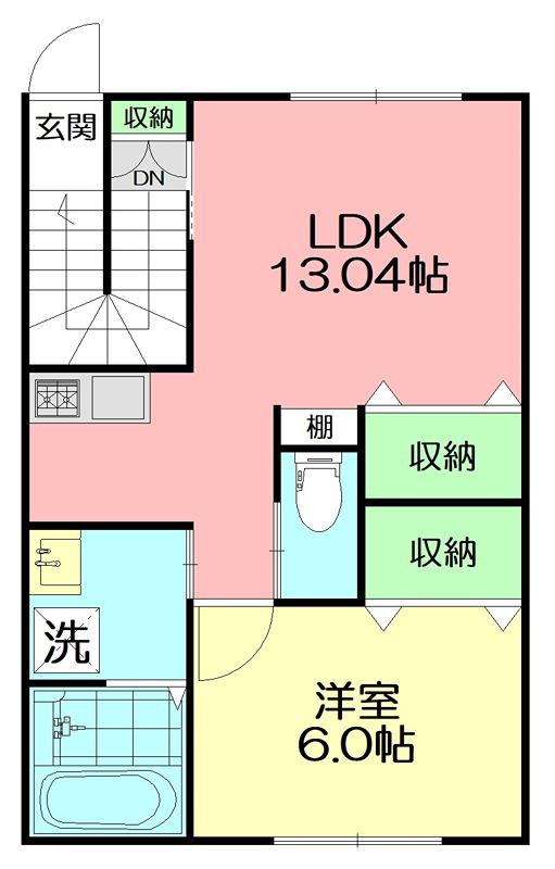 リヴェール桜森(1LDK/2階)の間取り写真