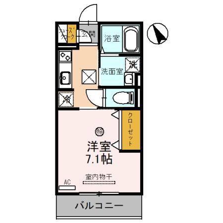 チェリーブロッサム勝部(1K/1階)の間取り写真