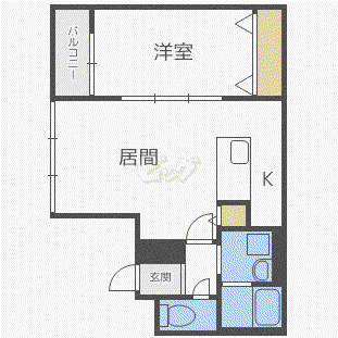 ルーミスト八軒東(1LDK/4階)の間取り写真